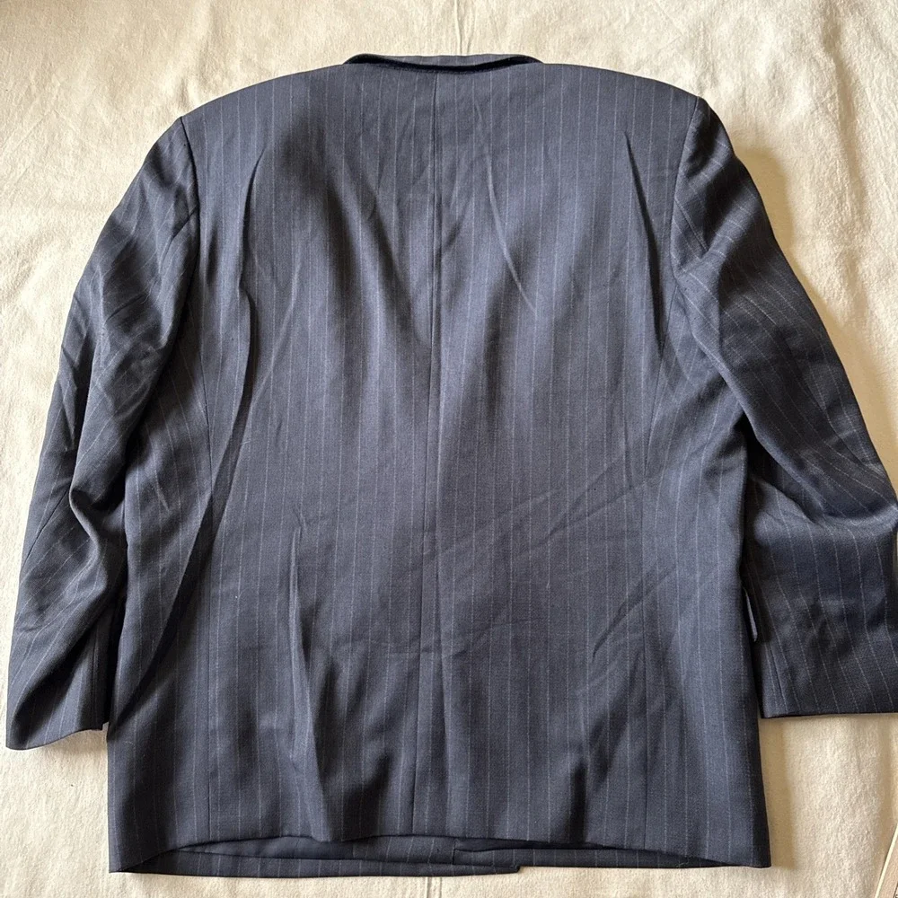 Pierre Balmain Double Breasted Blazer Jacket 48 Peak Lapel Gray Striped